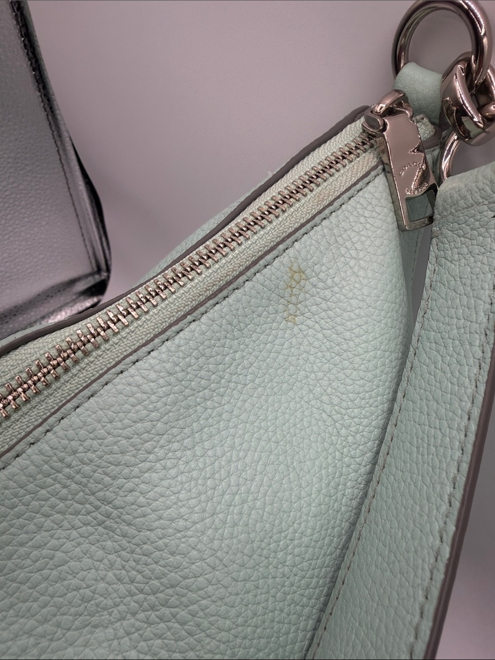 Coach Mint Green Pebbled Leather Shoulder Bag with Turn-Lock - Picture 8 of 11